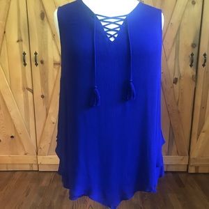 Royal blue sleeveless blouse